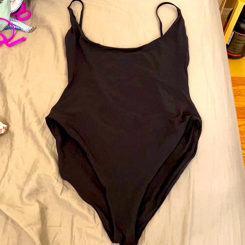 Po Swim black one piece swimsuit - low back